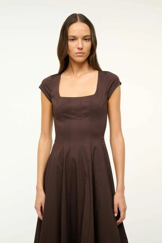 STAUD Dresses SHORT SLEEVE WELLS DRESS Earth 8211 Women STAUD Dresses SHORT SLEEVE WELLS DRESS Earth 8211 Women
