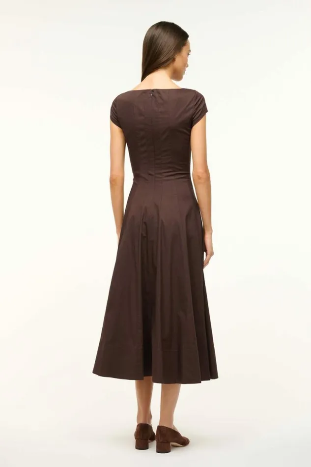 STAUD Dresses SHORT SLEEVE WELLS DRESS Earth 8211 Women STAUD Dresses SHORT SLEEVE WELLS DRESS Earth 8211 Women