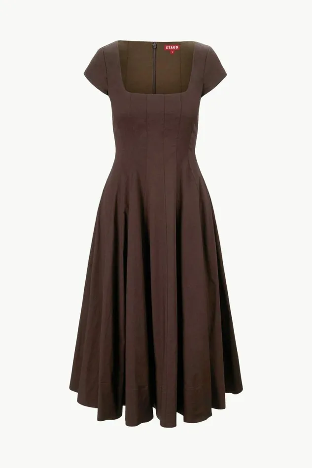 STAUD Dresses SHORT SLEEVE WELLS DRESS Earth 8211 Women STAUD Dresses SHORT SLEEVE WELLS DRESS Earth 8211 Women