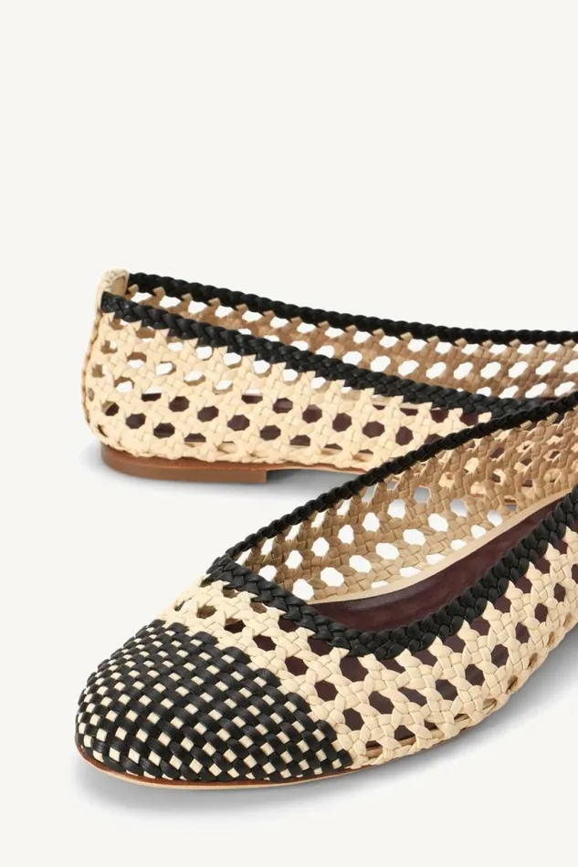 STAUD Mules and Flats NELL CROCHET BALLERINA Cream Black 8211 Women STAUD Mules and Flats NELL CROCHET BALLERINA Cream Black 8211 Women