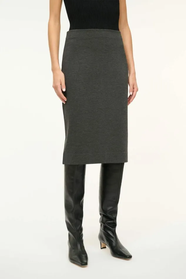 STAUD Skirts PASCALE PENCIL SKIRT Heather Grey 8211 Women STAUD Skirts PASCALE PENCIL SKIRT Heather Grey 8211 Women