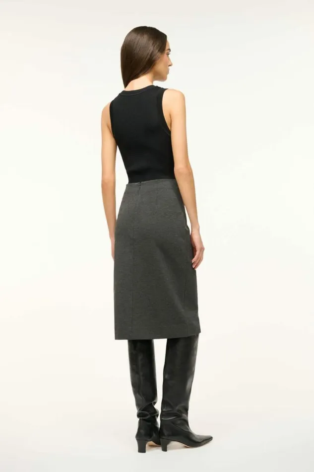 STAUD Skirts PASCALE PENCIL SKIRT Heather Grey 8211 Women STAUD Skirts PASCALE PENCIL SKIRT Heather Grey 8211 Women
