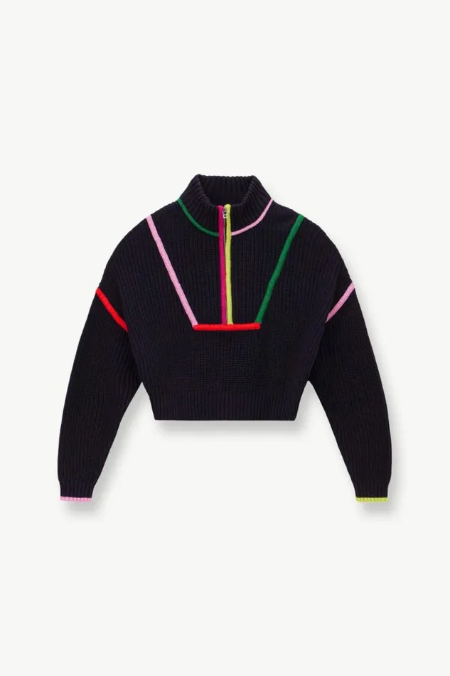 STAUD Sweaters CROPPED HAMPTON SWEATER Navy Multi 8211 Women STAUD Sweaters CROPPED HAMPTON SWEATER Navy Multi 8211 Women
