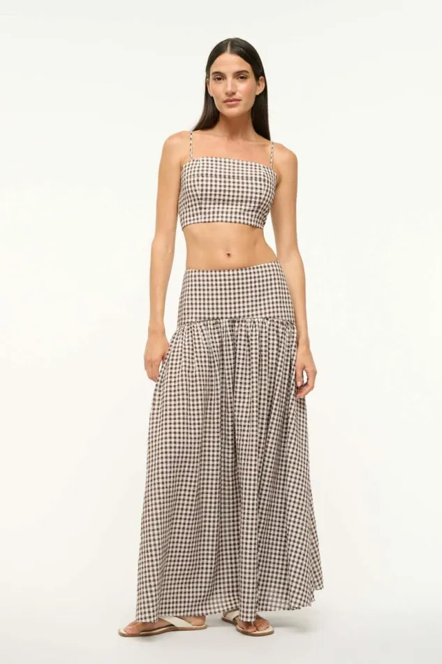 STAUD Swim FEDERICO TANK Dark Chocolate Gingham 8211 Women STAUD Swim FEDERICO TANK Dark Chocolate Gingham 8211 Women