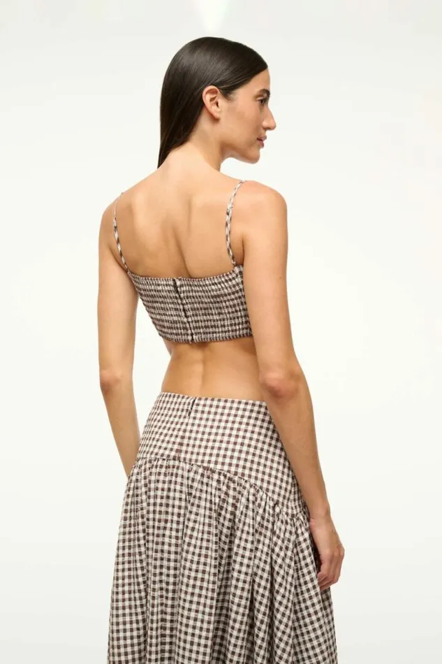 STAUD Swim FEDERICO TANK Dark Chocolate Gingham 8211 Women STAUD Swim FEDERICO TANK Dark Chocolate Gingham 8211 Women