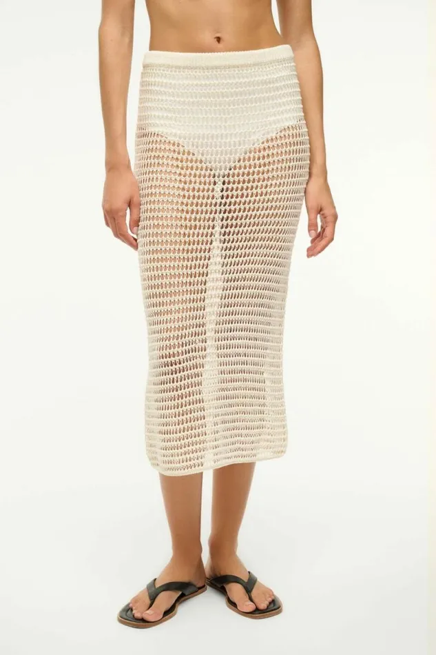 STAUD Swim INES COVERUP SKIRT Ivory 8211 Women STAUD Swim INES COVERUP SKIRT Ivory 8211 Women