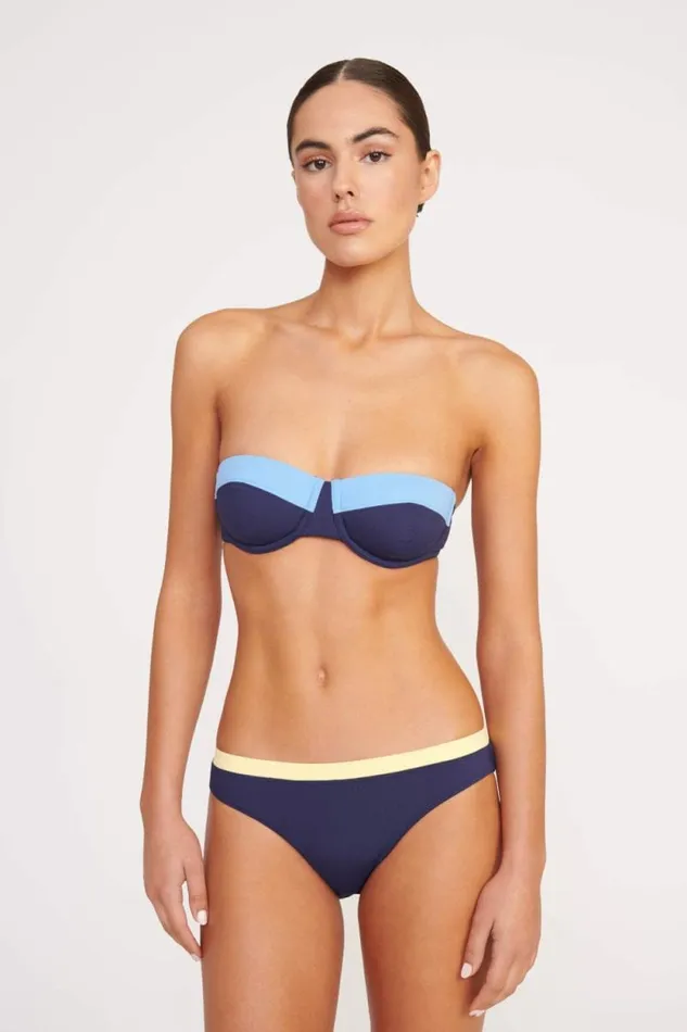 STAUD Swim JO BALCONETTE BIKINI TOP Navy Colorblock 8211 Women STAUD Swim JO BALCONETTE BIKINI TOP Navy Colorblock 8211 Women