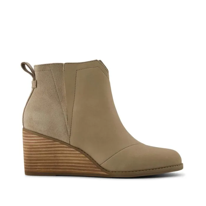 Toms Boots and Booties Clare Wedge Boot Dune Nubuck Leather Suede 8211 Women