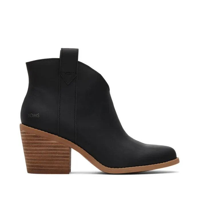 Toms Boots and Booties Constance Heeled Boot Black Leather 8211 Women