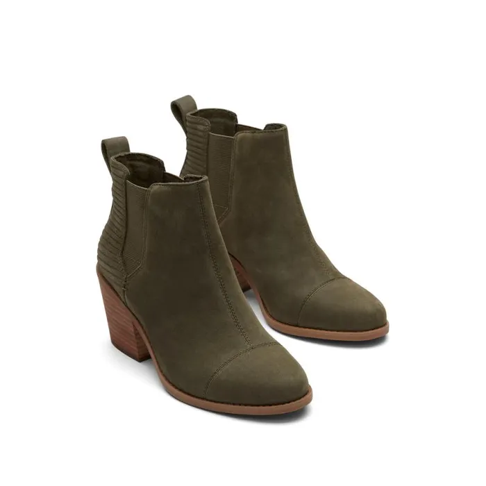 Toms Boots and Booties Everly Heeled Boot Olive Nubuck 8211 Women Toms Boots and Booties Everly Heeled Boot Olive Nubuck 8211 Women