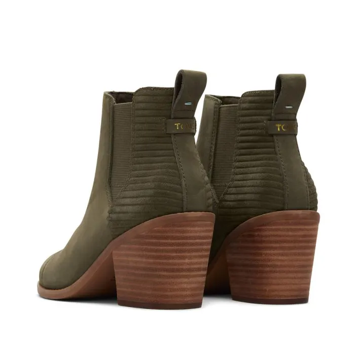 Toms Boots and Booties Everly Heeled Boot Olive Nubuck 8211 Women Toms Boots and Booties Everly Heeled Boot Olive Nubuck 8211 Women