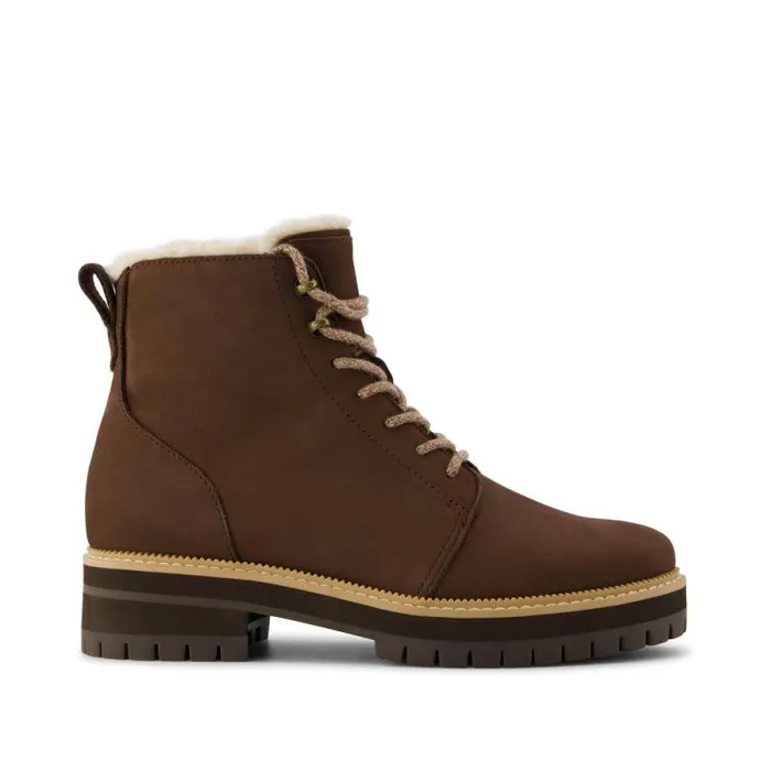 Toms Boots and Booties Wylder Boot Water Resistant Oak Brown Nubuck Leather Faux Fur 8211 Women