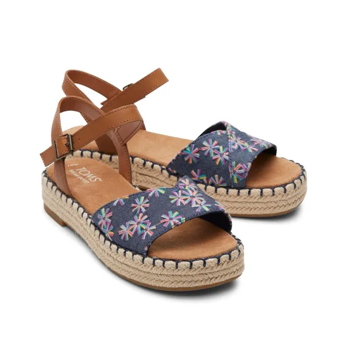 Toms Espadrilles Abby Flatform Espadrille Sandal Navy Floral Embroidered 8211 Women Toms Espadrilles Abby Flatform Espadrille Sandal Navy Floral Embroidered 8211 Women