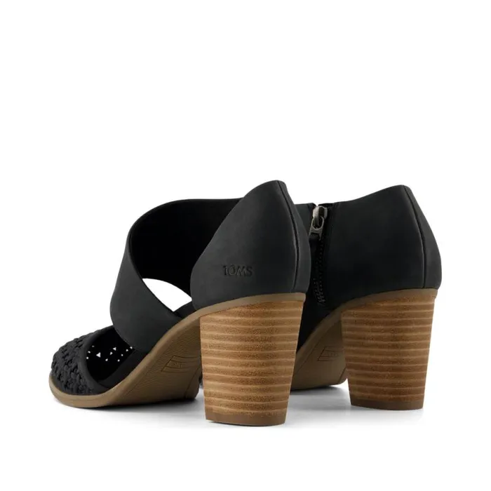 Toms Heels and Wedges Milan Closed Toe Heel Black Geo Basket Pu Leather 8211 Women Toms Heels and Wedges Milan Closed Toe Heel Black Geo Basket Pu Leather 8211 Women