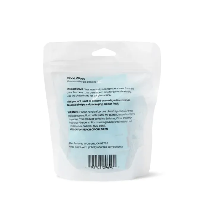 Toms Shoe Care TOMS Shoe Cleaning Wipes 8 Pack White 8211 Gear Toms Shoe Care TOMS Shoe Cleaning Wipes 8 Pack White 8211 Gear
