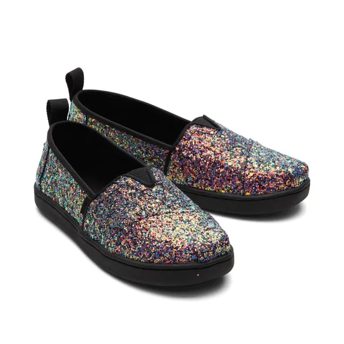 Toms TOMS Classics Alpargata Kids Shoe Black Chunky Glitter 8211 KidsWomen Toms TOMS Classics Alpargata Kids Shoe Black Chunky Glitter 8211 KidsWomen