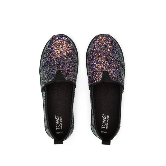 Toms TOMS Classics Alpargata Kids Shoe Black Chunky Glitter 8211 KidsWomen Toms TOMS Classics Alpargata Kids Shoe Black Chunky Glitter 8211 KidsWomen