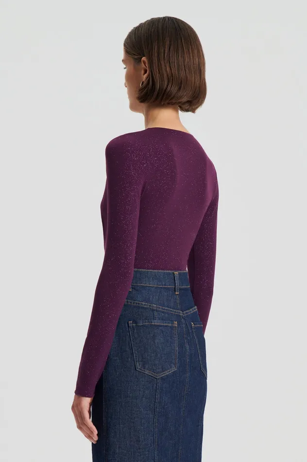 Tops TINSEL DRAPE BODYSUIT AUBERGINE Scanlan Theodore Women Tops TINSEL DRAPE BODYSUIT AUBERGINE Scanlan Theodore Women