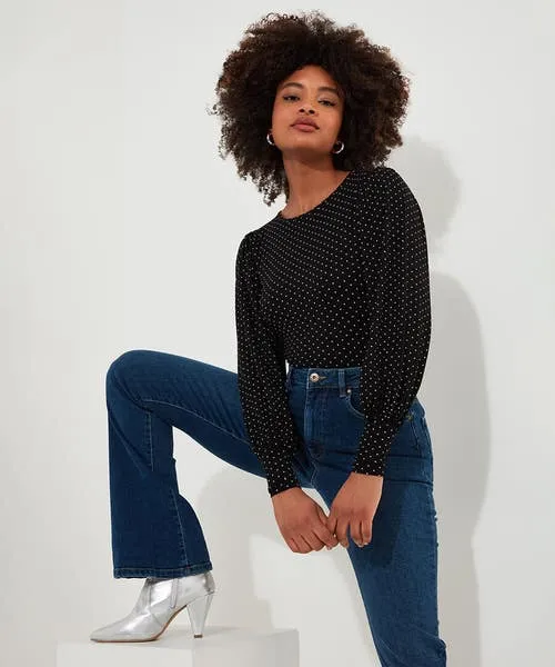Tops Tunics and Blouses Apparel Joebrowns Perfectly Polka Dot Jersey Top Black