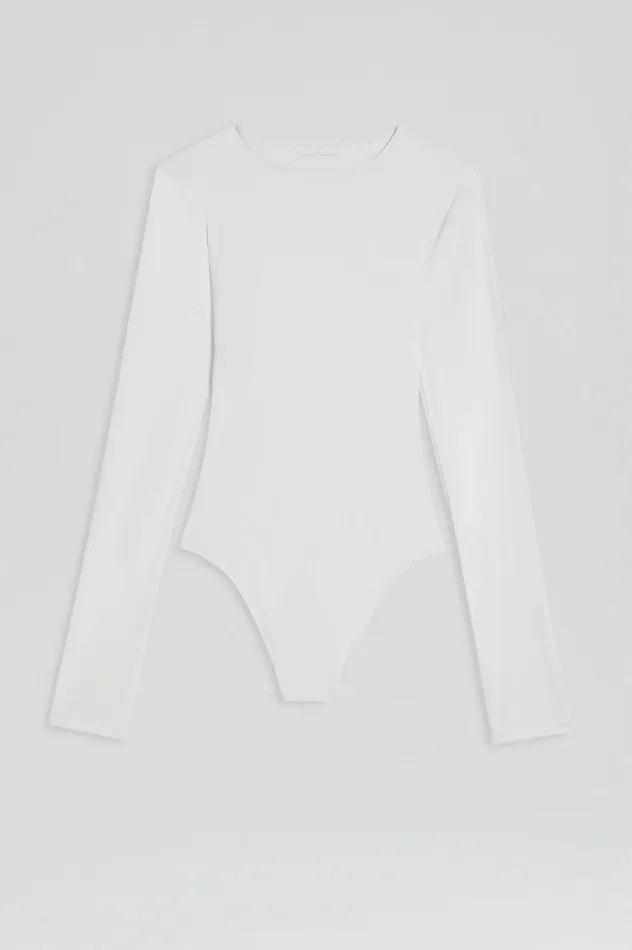 Tops Women CREW NECK BODYSUIT WHITE Scanlan Theodore Tops Women CREW NECK BODYSUIT WHITE Scanlan Theodore