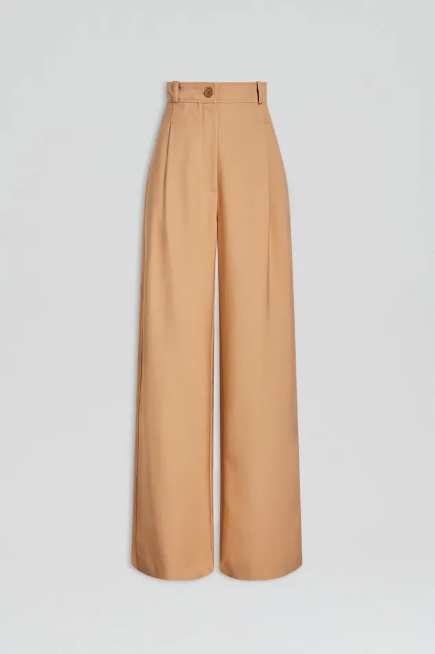Trousers Scanlan Theodore Women PLEAT DRAPE LEG TROUSER CAMEL Trousers Scanlan Theodore Women PLEAT DRAPE LEG TROUSER CAMEL