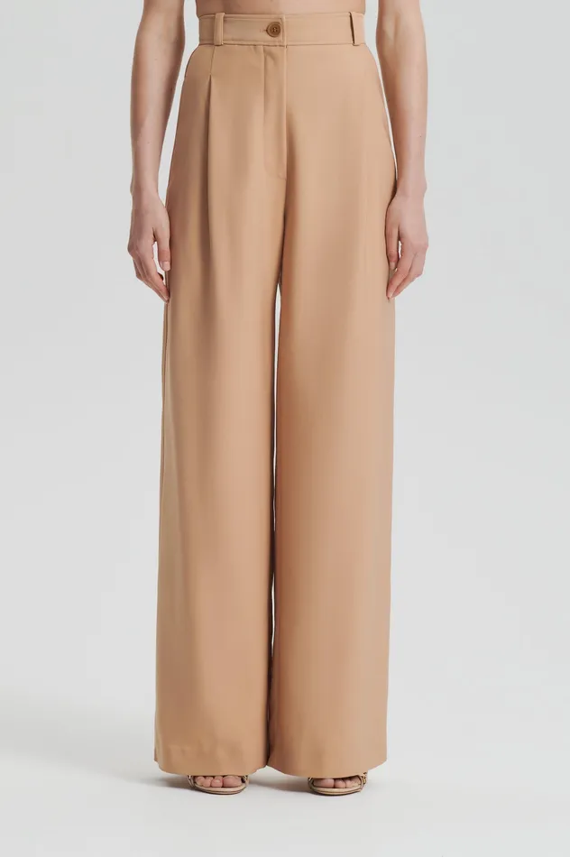 Trousers Scanlan Theodore Women PLEAT DRAPE LEG TROUSER CAMEL Trousers Scanlan Theodore Women PLEAT DRAPE LEG TROUSER CAMEL