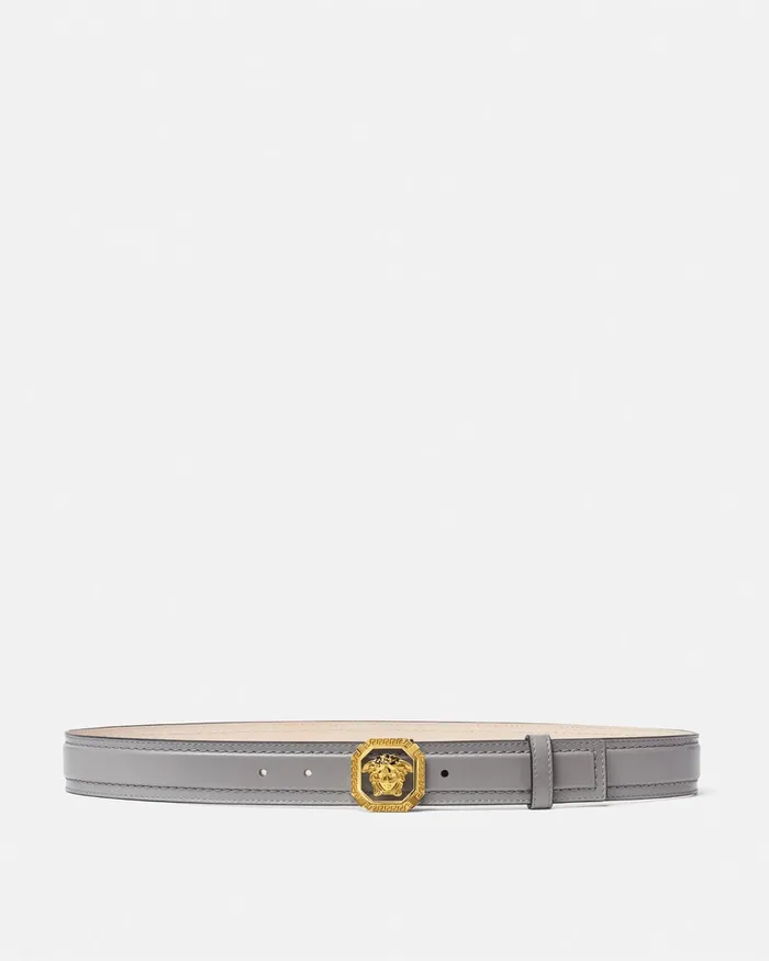 Versace Belts Men La Medusa Leather Belt 35 Cm Gray
