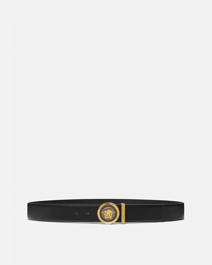 Versace Belts Men Medusa Biggie Enamel Leather Belt 4 Cm Blackgold