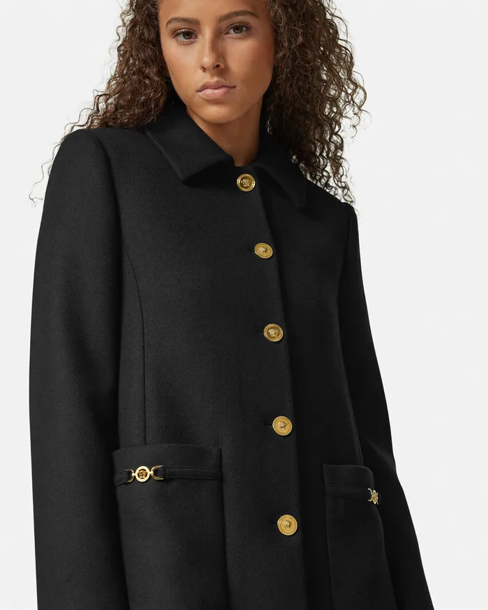 Versace Outerwear and Coats Women ALine FeltedWool Coat Black