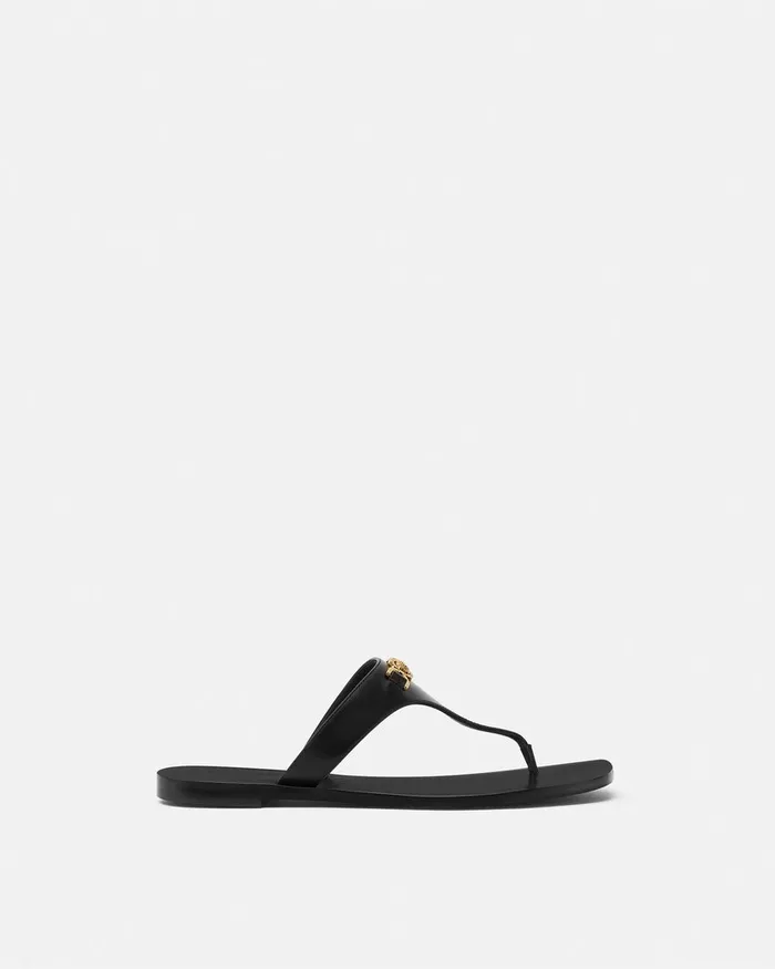 Versace Sandals Women Medusa 03995 Flat Sandals Blackgold