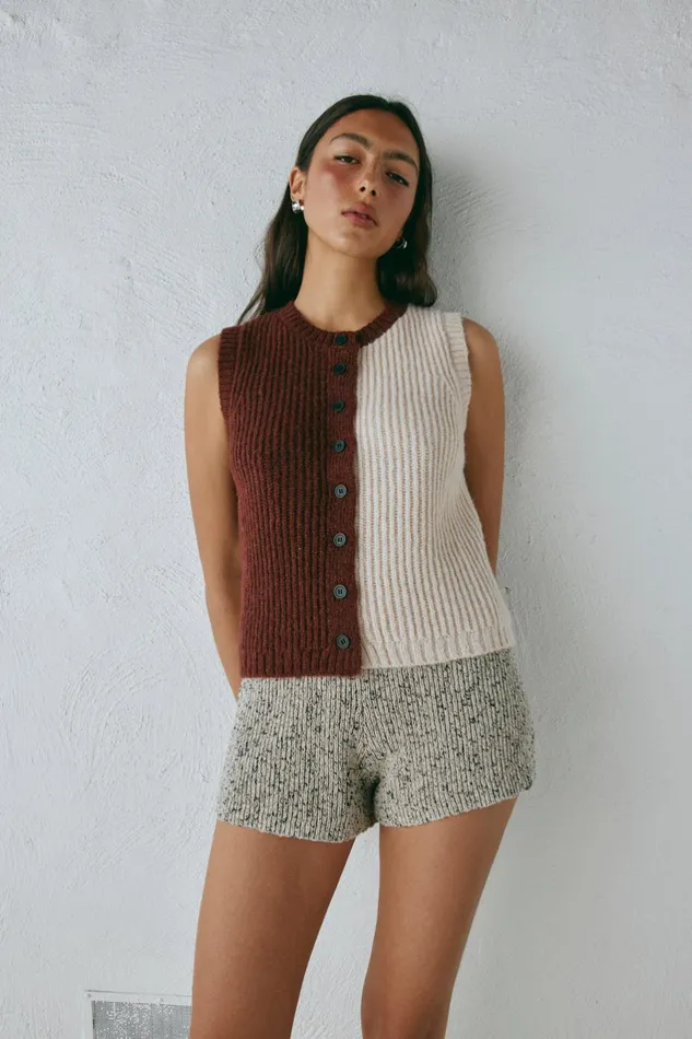 VRG GRL Bridgette Knit Vest Splice Women Sleeveless VRG GRL Bridgette Knit Vest Splice Women Sleeveless