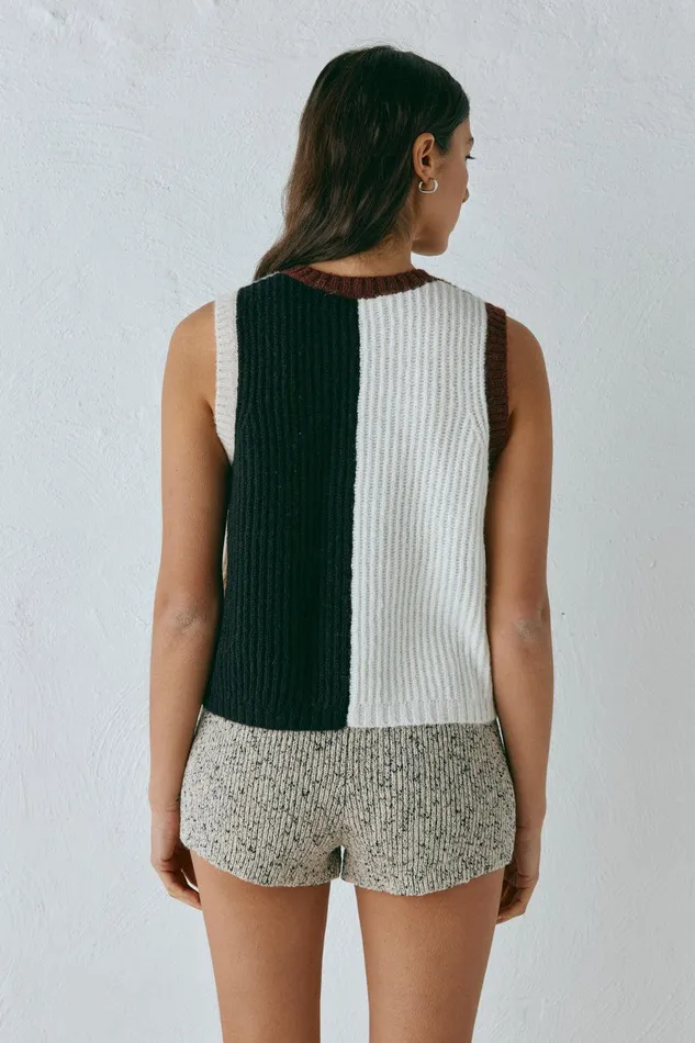 VRG GRL Bridgette Knit Vest Splice Women Sleeveless VRG GRL Bridgette Knit Vest Splice Women Sleeveless