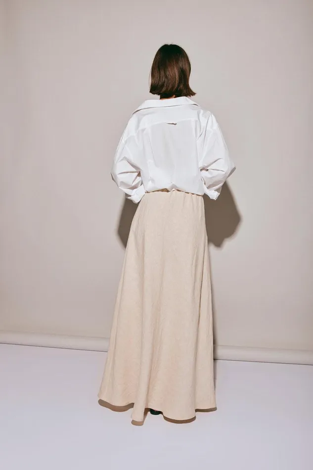 VRG GRL Elodie Linen Maxi Skirt Oatmeal Women Skirts