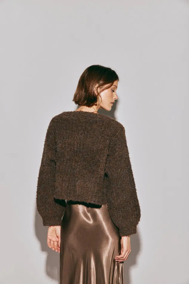 VRG GRL Elsie Knit Cardigan Chocolate Women JumpersSweaters VRG GRL Elsie Knit Cardigan Chocolate Women JumpersSweaters