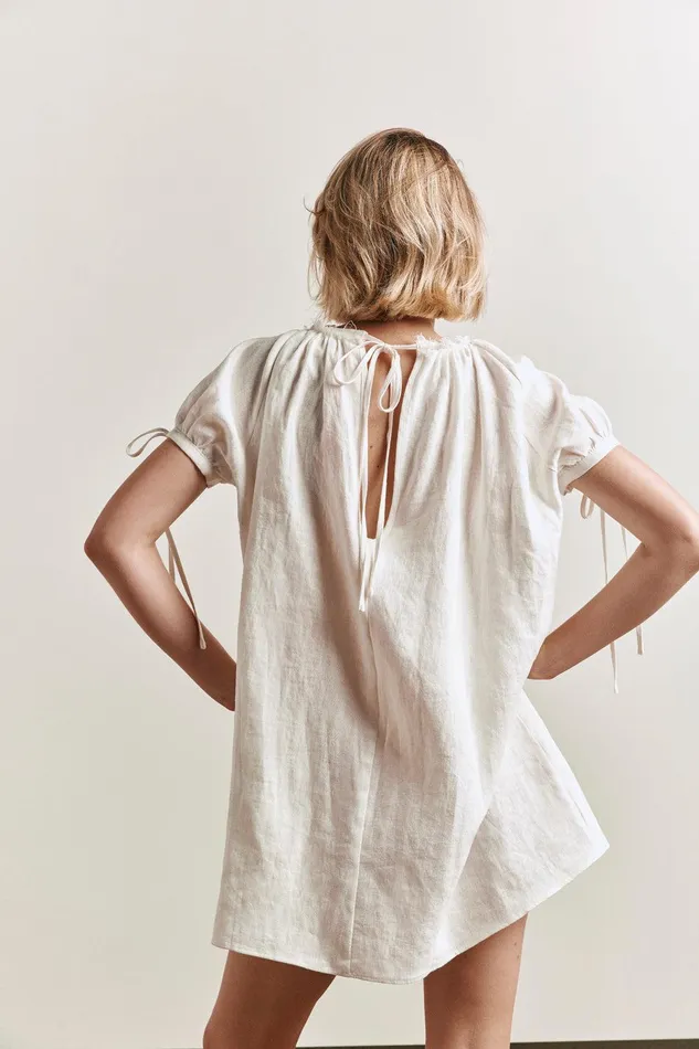 VRG GRL Evelyn Linen Mini Dress White Women Mini Dresses VRG GRL Evelyn Linen Mini Dress White Women Mini Dresses