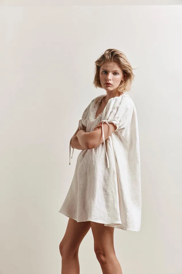 VRG GRL Evelyn Linen Mini Dress White Women Mini Dresses VRG GRL Evelyn Linen Mini Dress White Women Mini Dresses