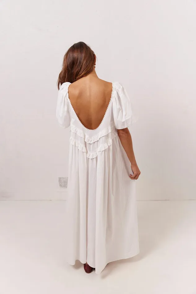 VRG GRL La Prairie Smock Midi Dress White Women MidiMaxi Dresses VRG GRL La Prairie Smock Midi Dress White Women MidiMaxi Dresses