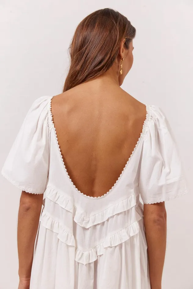 VRG GRL La Prairie Smock Midi Dress White Women MidiMaxi Dresses VRG GRL La Prairie Smock Midi Dress White Women MidiMaxi Dresses