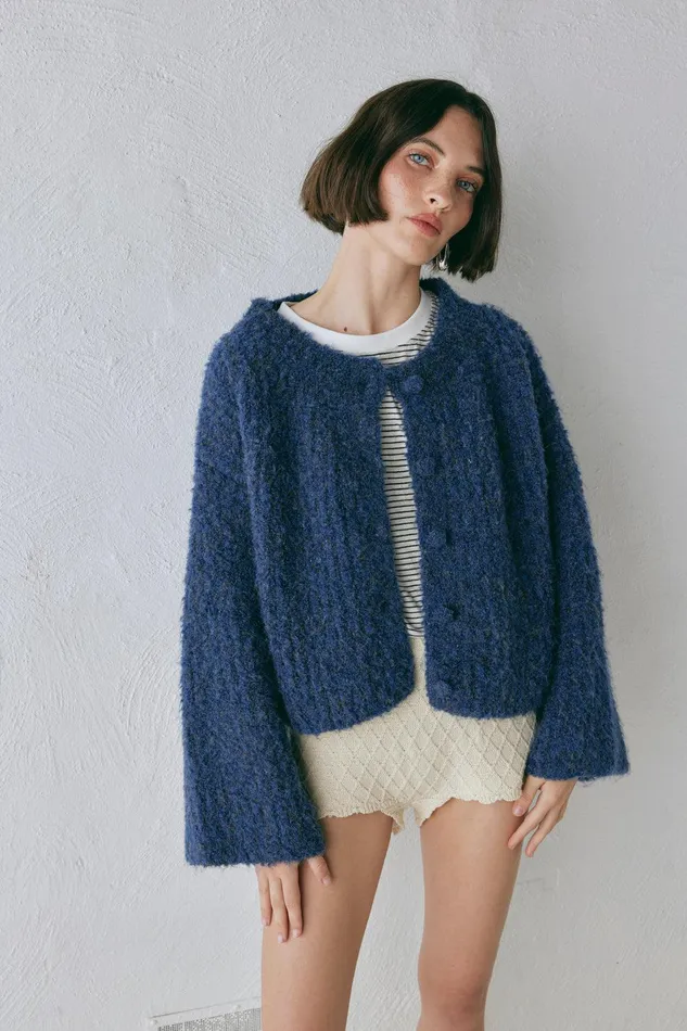 VRG GRL Lacy Knit Cardigan Marle Women JumpersSweaters VRG GRL Lacy Knit Cardigan Marle Women JumpersSweaters