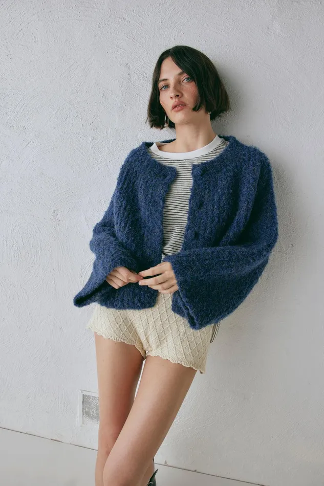 VRG GRL Lacy Knit Cardigan Marle Women JumpersSweaters VRG GRL Lacy Knit Cardigan Marle Women JumpersSweaters