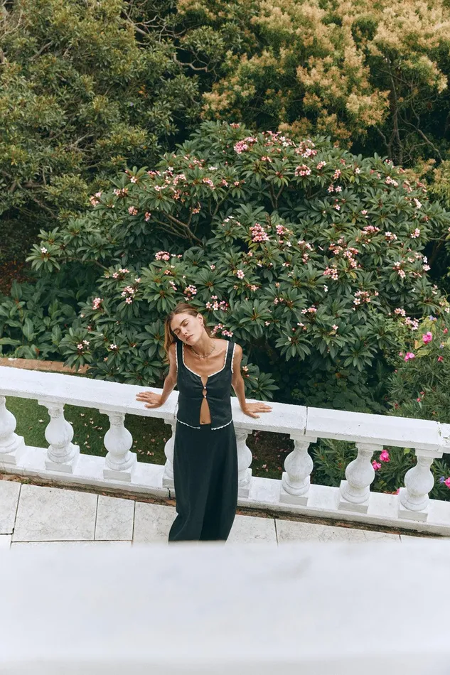 VRG GRL Love Language Linen Button Front Top Black Women Sleeveless VRG GRL Love Language Linen Button Front Top Black Women Sleeveless