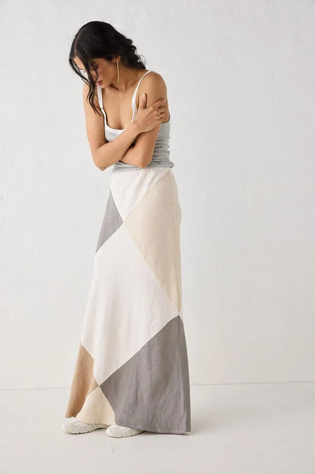 VRG GRL Valencia Bias Cut Linen Maxi Skirt Charcoal Women Skirts VRG GRL Valencia Bias Cut Linen Maxi Skirt Charcoal Women Skirts