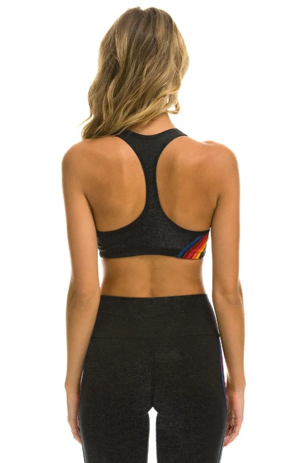 Women Activewear Aviator Nation WOMEN039S 5 STRIPE SPORTS BRA 8211 CHARCOAL