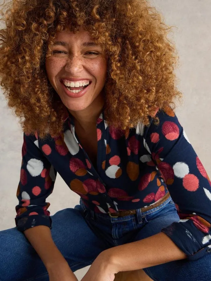Women ANNIE COTTON SHIRT Plum Purple Print White Stuff Tops and Tees Women ANNIE COTTON SHIRT Plum Purple Print White Stuff Tops and Tees