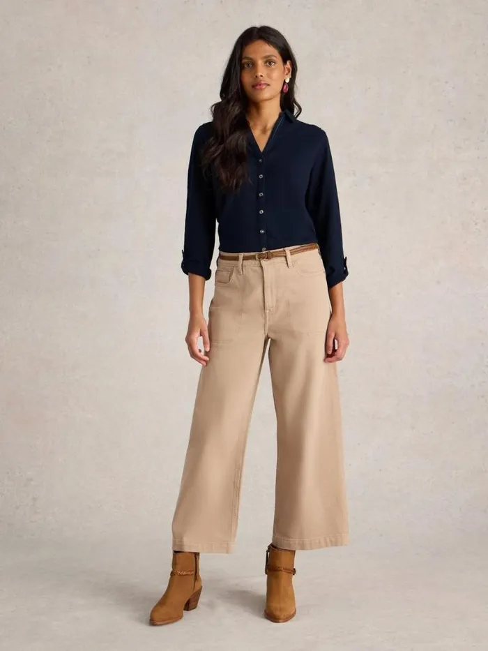 Women ANNIE TEXTURED SHIRT French Navy White Stuff Shirts and Blouses