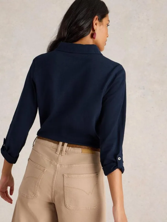Women ANNIE TEXTURED SHIRT French Navy White Stuff Shirts and Blouses