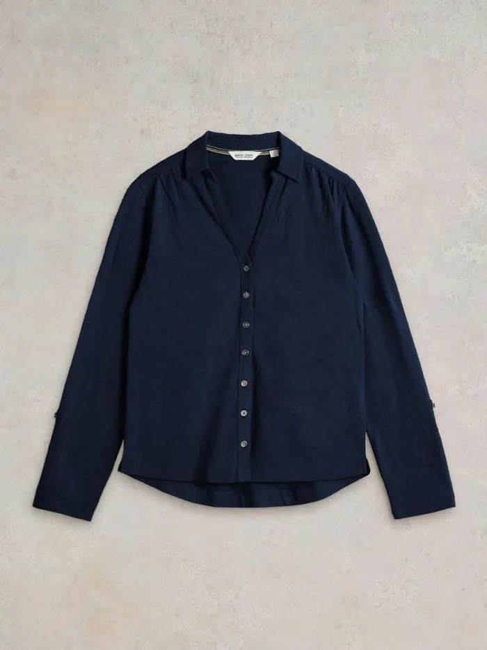 Women ANNIE TEXTURED SHIRT French Navy White Stuff Shirts and Blouses