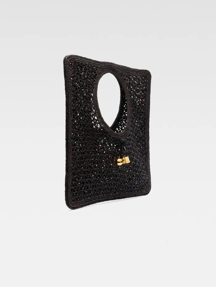 Women Baskets and Totebags JACQUEMUS The Spiaggia Square Bag Black Women Baskets and Totebags JACQUEMUS The Spiaggia Square Bag Black