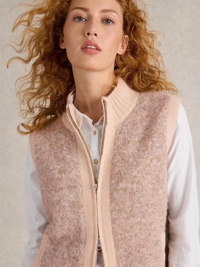 Women BECKY BOUCLE GILET Light Natural White Stuff Knitwear Women BECKY BOUCLE GILET Light Natural White Stuff Knitwear