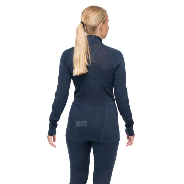 Women Bergans Of Norway Wool Longsleeved Shirts InnerPure Merino Half Zip Navy Blue